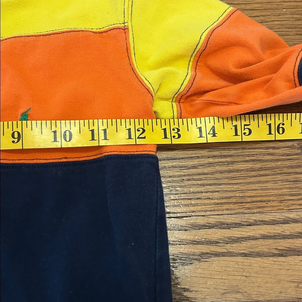 Polo Ralph Lauren Rugby Shirt Kids 4T Yellow, Orange & Navy Striped Long Sleeve - Picture 8 of 10